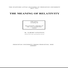 The meaning of relativity The meaning of relativity